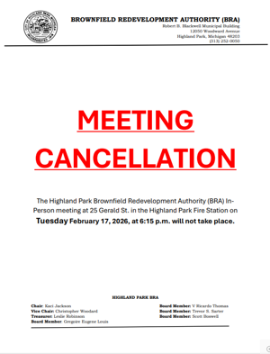 BRA Meeting February 17th Cancelled
