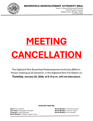 BRA Meeting Jan 20th Cancelled
