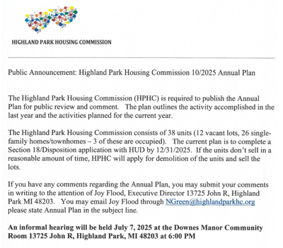 Highland Park Housing Commission New Annual Plan