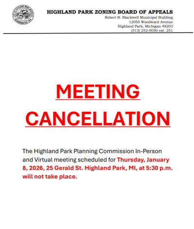 Zoning Board of Appeals Meeting (Jan. 8, 2026) Cancellation