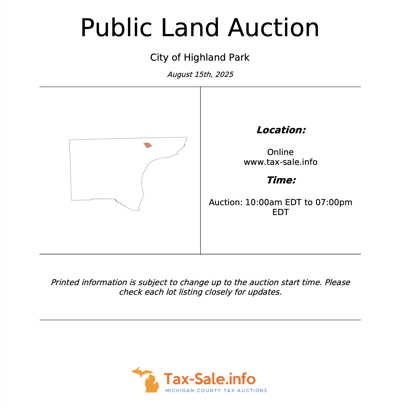 City of Highland Park Public Land Auction - August 15, 2025